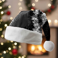 Hawaii Aloha Plumeria Lei Black Palaka Christmas Santa Hat - Polynesian Pride