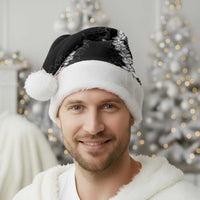 Hawaii Aloha Plumeria Lei Black Palaka Christmas Santa Hat - Polynesian Pride