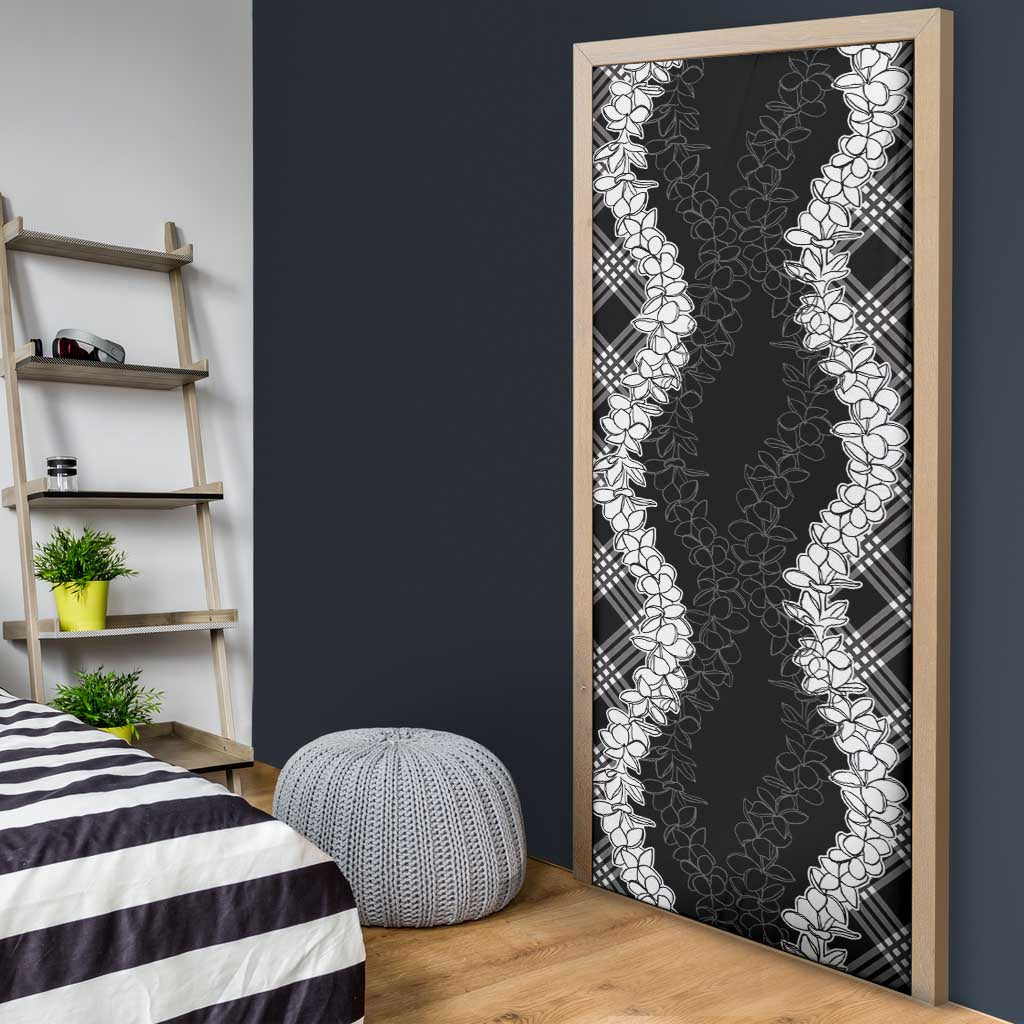 Hawaii Aloha Plumeria Lei Black Palaka Door Cover - Polynesian Pride