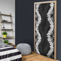 Hawaii Aloha Plumeria Lei Black Palaka Door Cover - Polynesian Pride