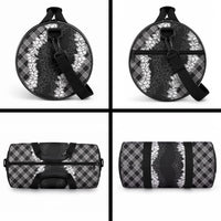 Hawaii Aloha Plumeria Lei Black Palaka Duffle Bag