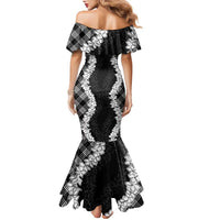 Hawaii Aloha Plumeria Lei Black Palaka Family Matching Mermaid Dress and Hawaiian Shirt - Polynesian Pride