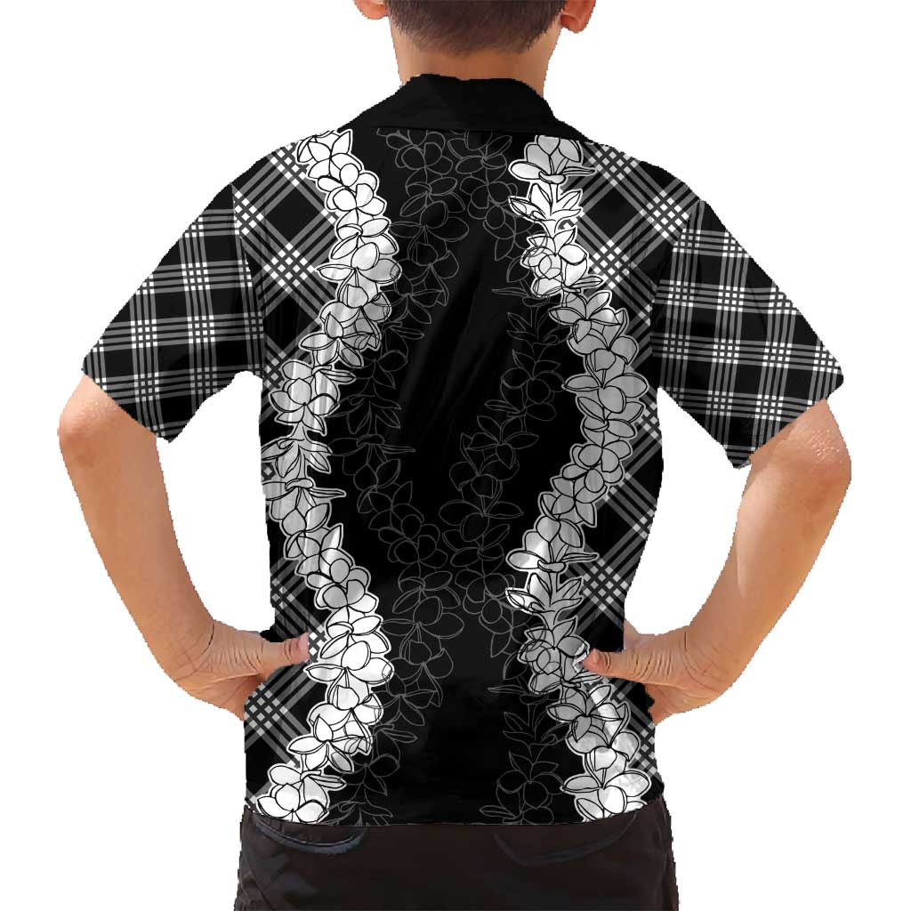 Hawaii Aloha Plumeria Lei Black Palaka Family Matching Summer Maxi Dress and Hawaiian Shirt - Polynesian Pride