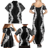 Hawaii Aloha Plumeria Lei Black Palaka Family Matching Summer Maxi Dress and Hawaiian Shirt - Polynesian Pride