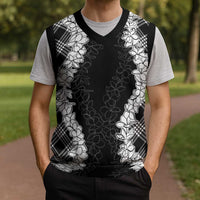 Hawaii Aloha Plumeria Lei Black Palaka Christmas Knitted V-Neck Vest - Polynesian Pride