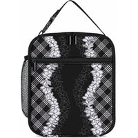 Hawaii Aloha Plumeria Lei Black Palaka Lunch Bag