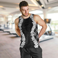 Hawaii Aloha Plumeria Lei Black Palaka Men Tank Top - Polynesian Pride