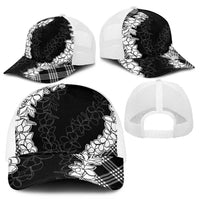 Hawaii Aloha Plumeria Lei Black Palaka Mesh Trucker Cap - Polynesian Pride
