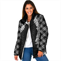 Hawaii Aloha Plumeria Lei Black Palaka Padded Jacket - Polynesian Pride
