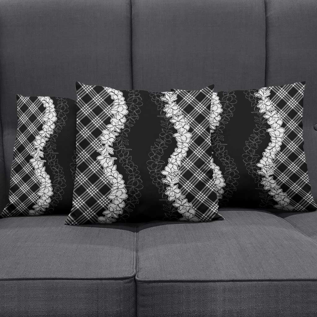 Hawaii Aloha Plumeria Lei Black Palaka Pillow Cover LT7 - Polynesian Pride
