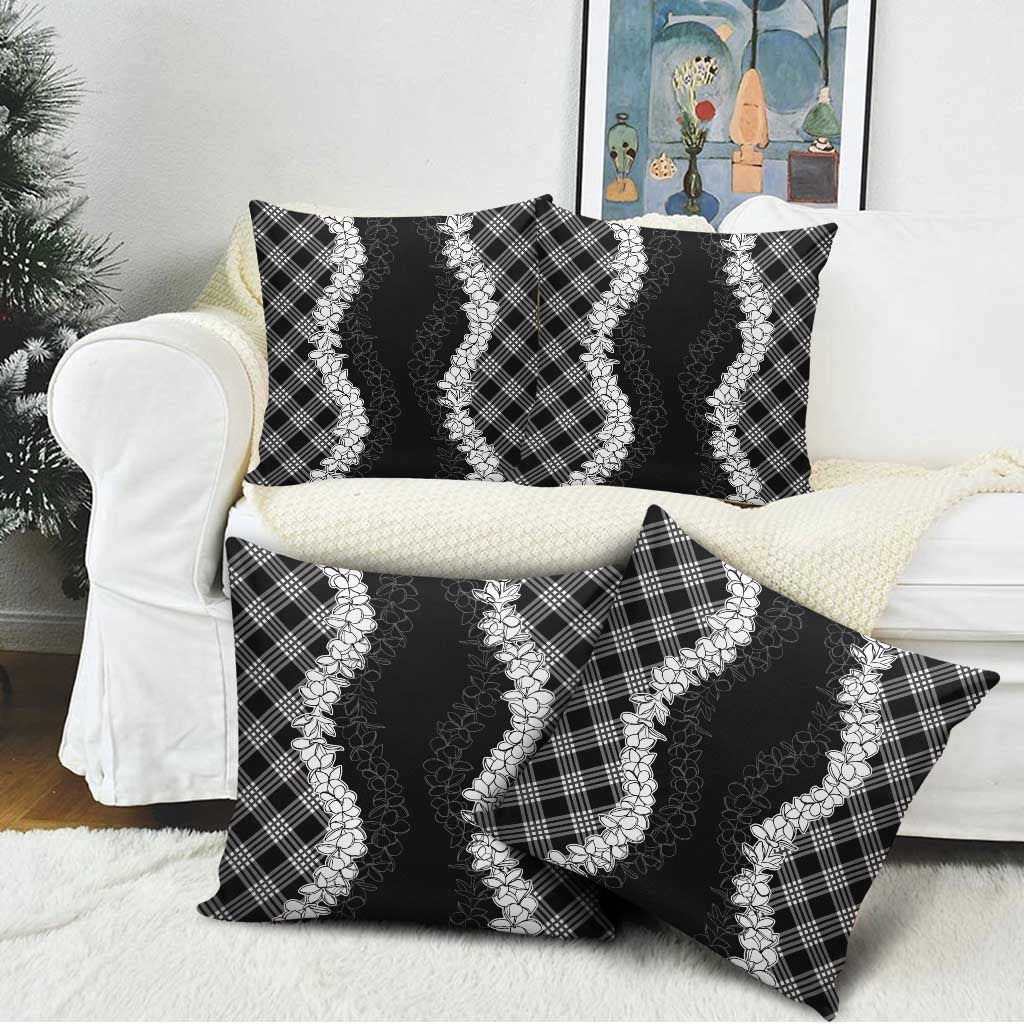 Hawaii Aloha Plumeria Lei Black Palaka Pillow Cover LT7 - Polynesian Pride