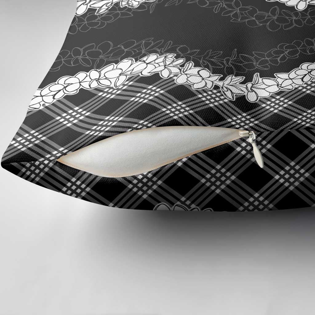 Hawaii Aloha Plumeria Lei Black Palaka Pillow Cover LT7 - Polynesian Pride