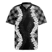 Hawaii Aloha Plumeria Lei Black Palaka Rugby Jersey - Polynesian Pride