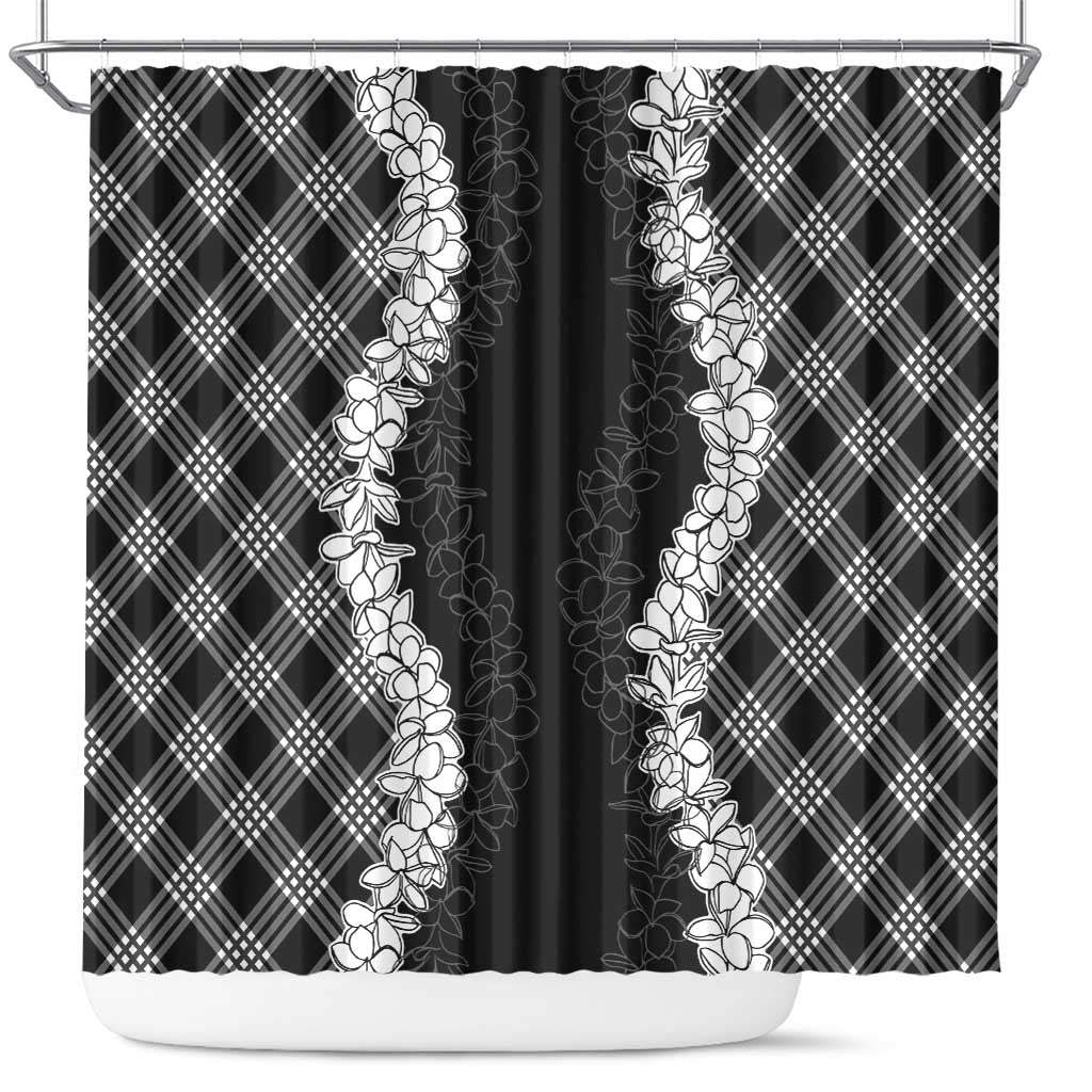 Hawaii Aloha Plumeria Lei Black Palaka Shower Curtain LT7 Black - Polynesian Pride