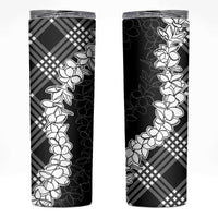 Hawaii Aloha Plumeria Lei Black Palaka Skinny Tumbler - Polynesian Pride