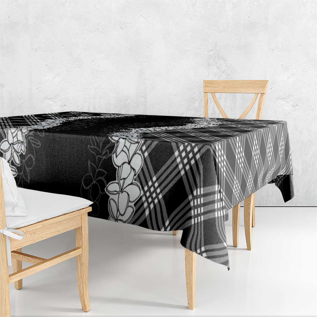 Hawaii Aloha Plumeria Lei Black Palaka Tablecloth - Polynesian Pride