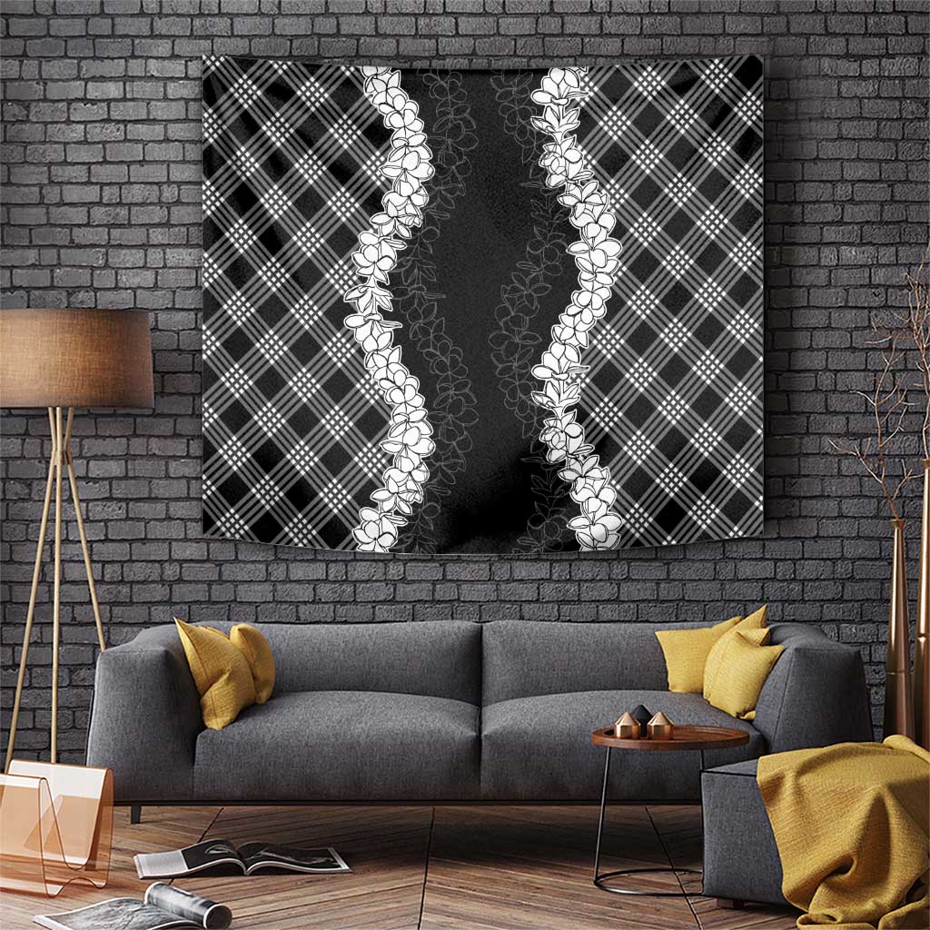 Hawaii Aloha Plumeria Lei Black Palaka Tapestry LT7 Black - Polynesian Pride