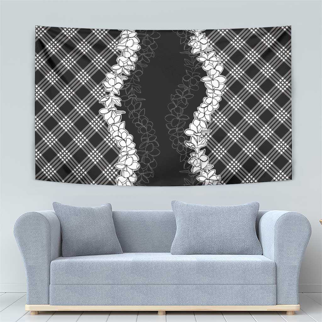 Hawaii Aloha Plumeria Lei Black Palaka Tapestry LT7 - Polynesian Pride