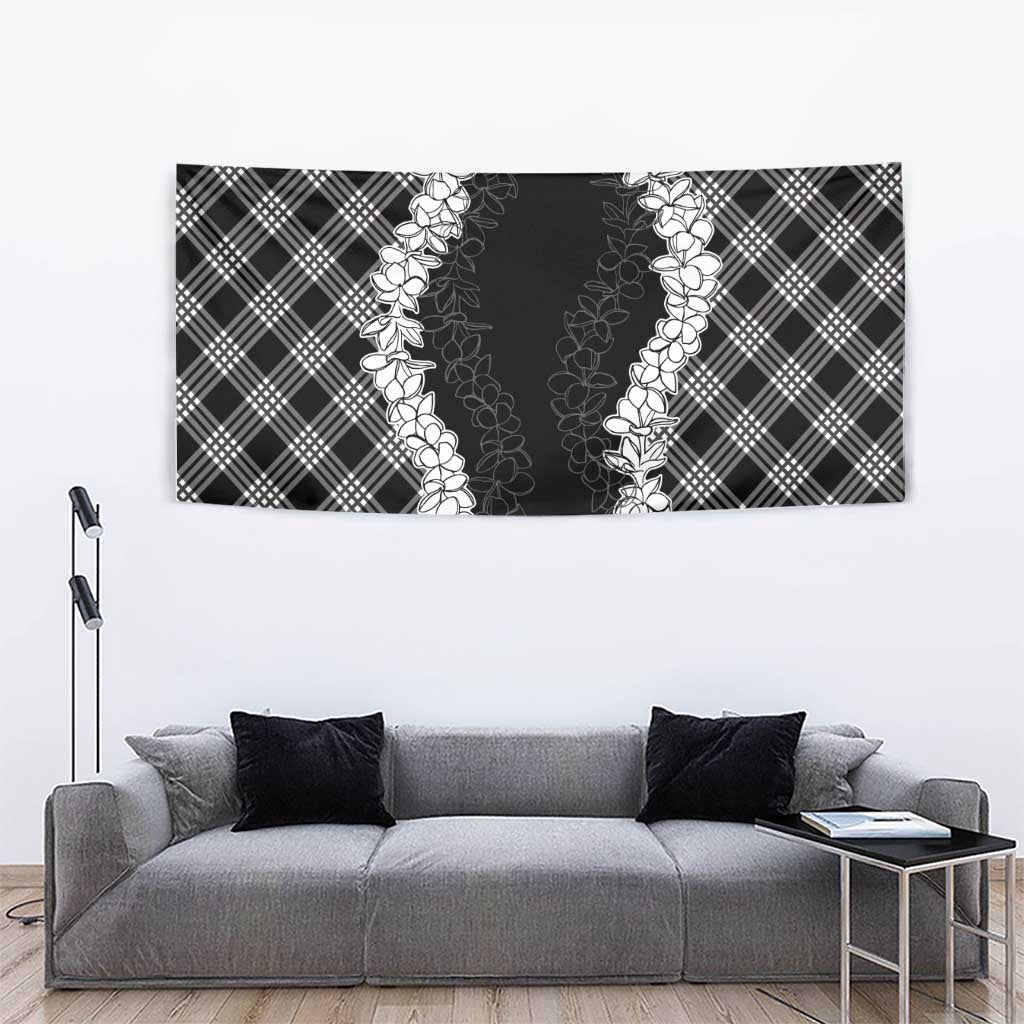 Hawaii Aloha Plumeria Lei Black Palaka Tapestry LT7 - Polynesian Pride