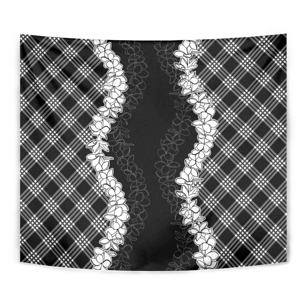 Hawaii Aloha Plumeria Lei Black Palaka Tapestry LT7 - Polynesian Pride