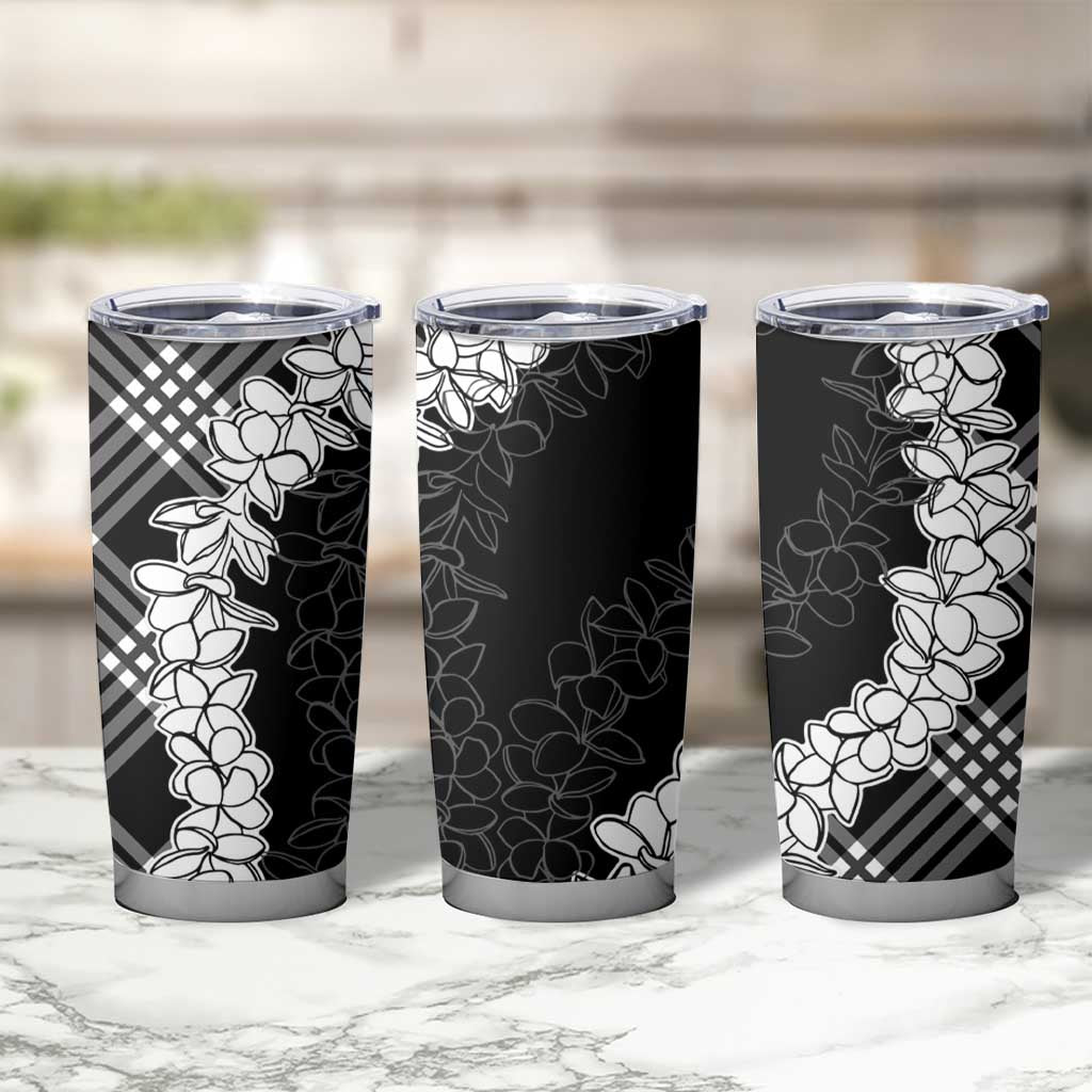 Hawaii Aloha Plumeria Lei Black Palaka Tumbler Cup - Polynesian Pride