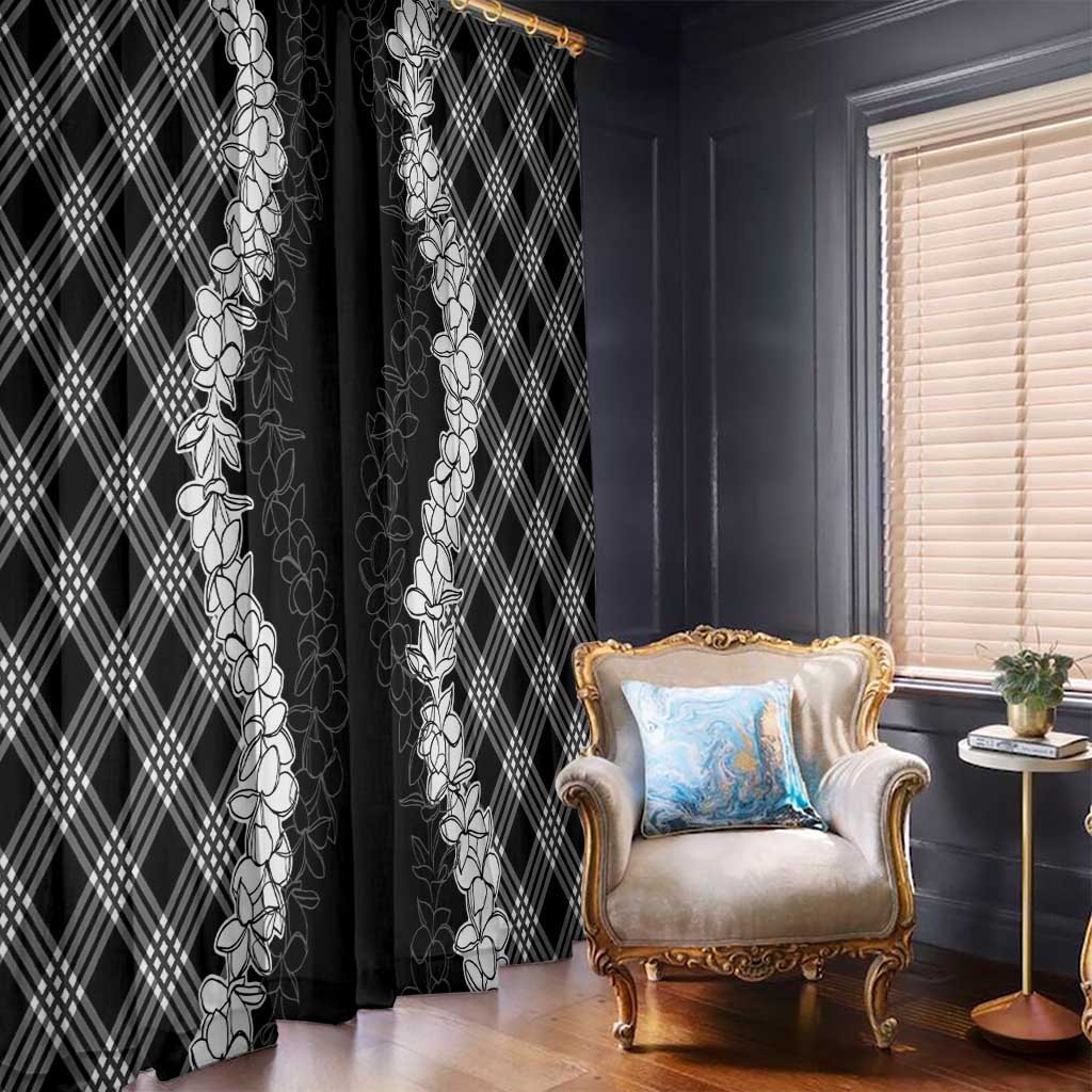 Hawaii Aloha Plumeria Lei Black Palaka Window Curtain LT7 - Polynesian Pride