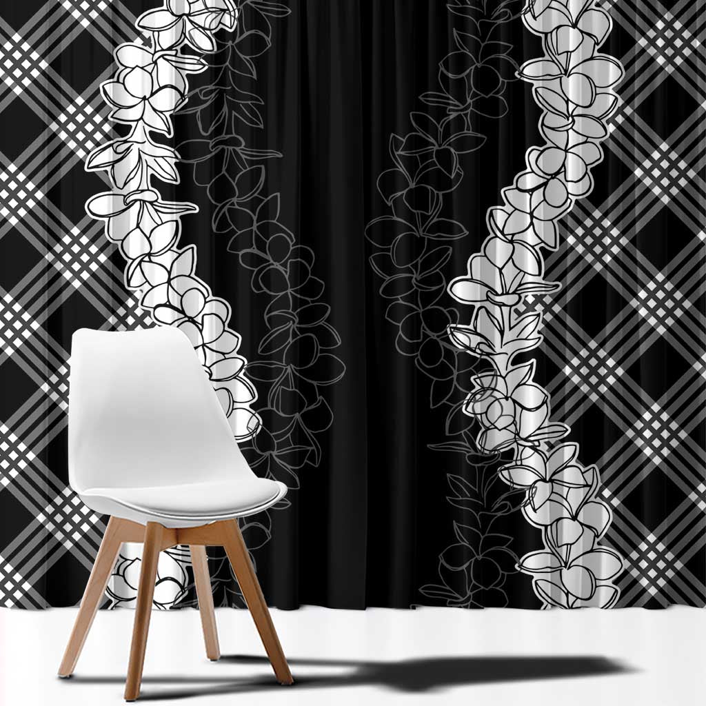 Hawaii Aloha Plumeria Lei Black Palaka Window Curtain LT7 - Polynesian Pride