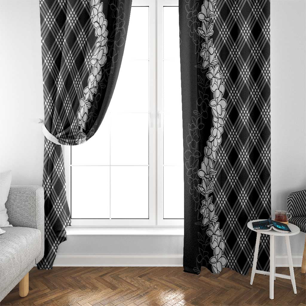 Hawaii Aloha Plumeria Lei Black Palaka Window Curtain LT7 - Polynesian Pride