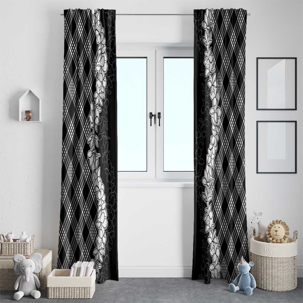 Hawaii Aloha Plumeria Lei Black Palaka Window Curtain LT7 - Polynesian Pride