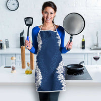 Hawaii Aloha Plumeria Lei Navy Palaka Apron - Polynesian Pride