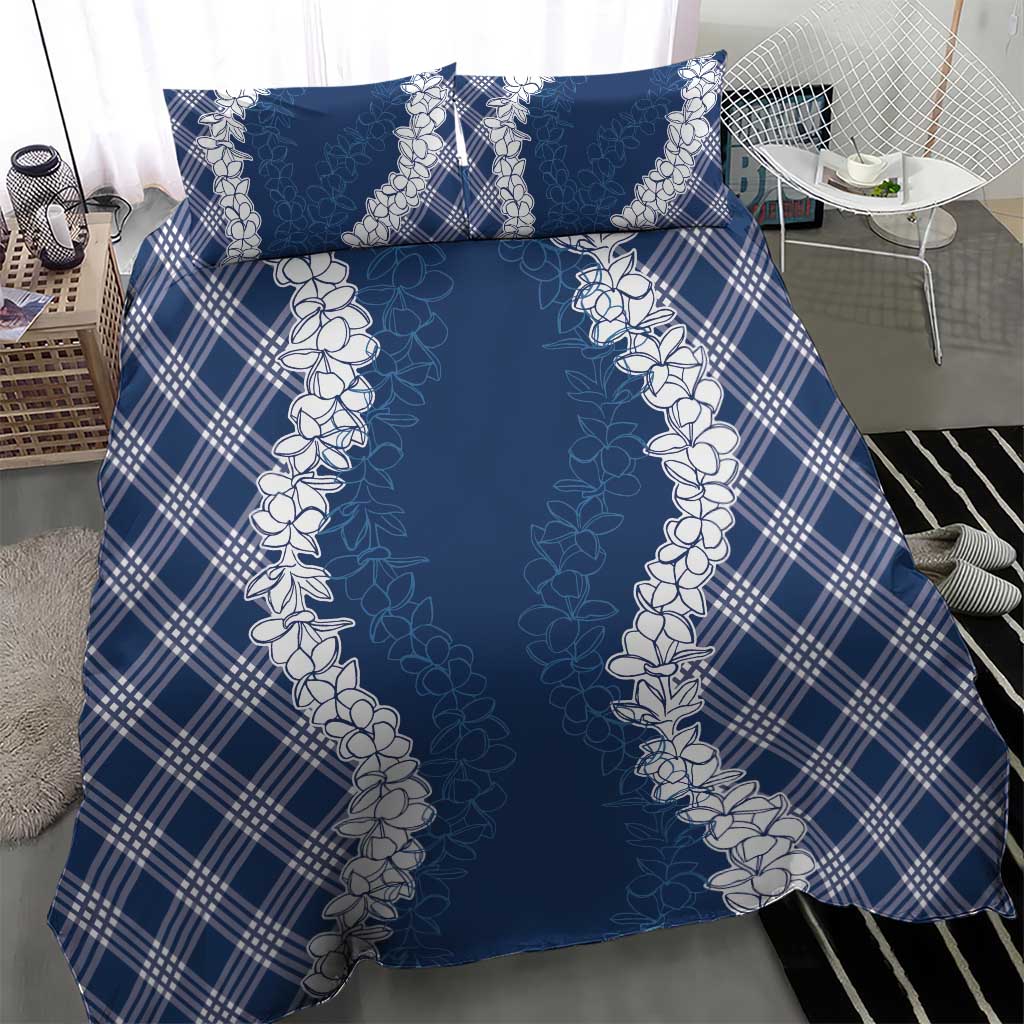 Hawaii Aloha Plumeria Lei Navy Palaka Bedding Set - Polynesian Pride