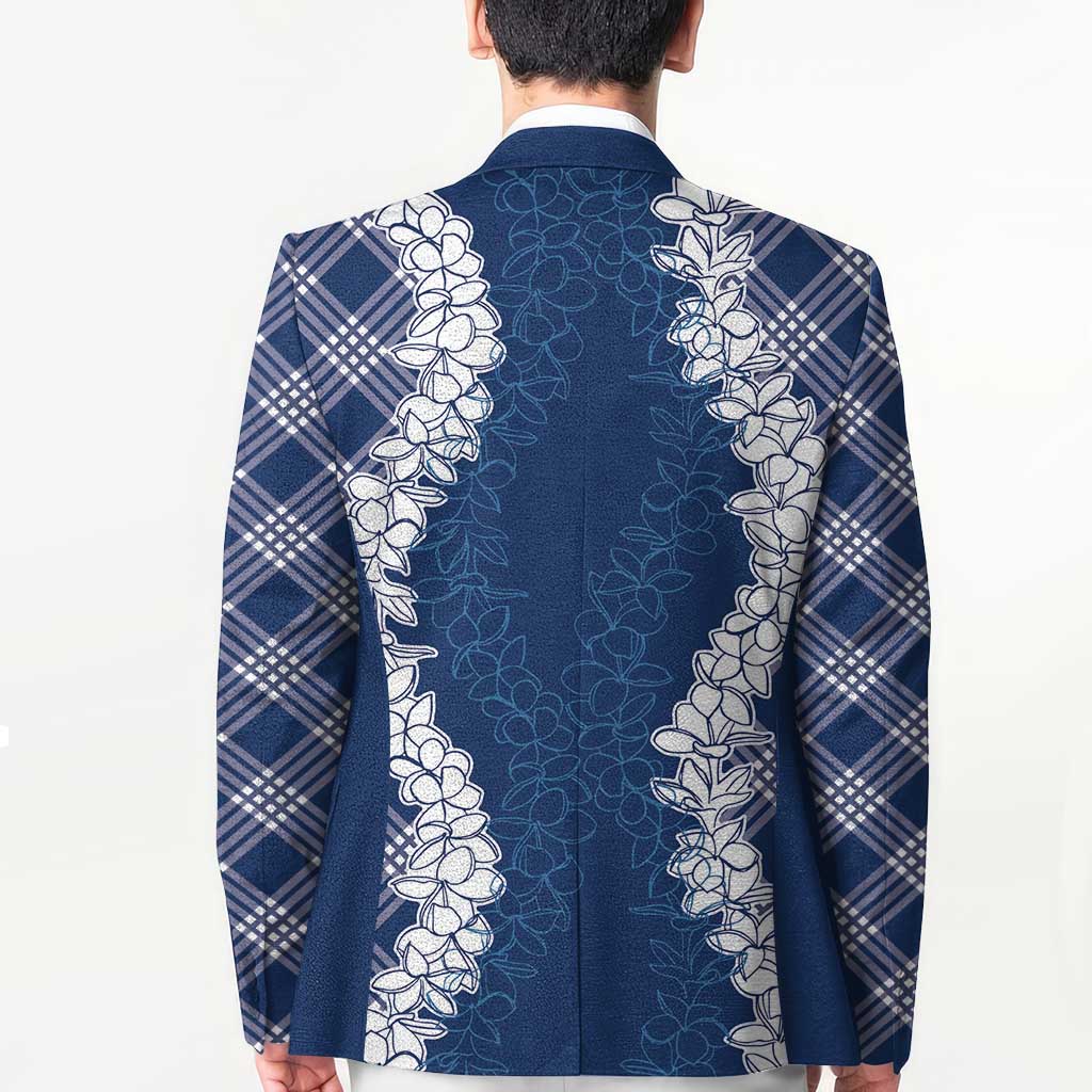 Hawaii Aloha Plumeria Lei Navy Palaka Blazer - Polynesian Pride
