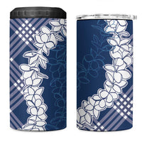 Hawaii Aloha Plumeria Lei Navy Palaka 4 in 1 Can Cooler Tumbler - Polynesian Pride