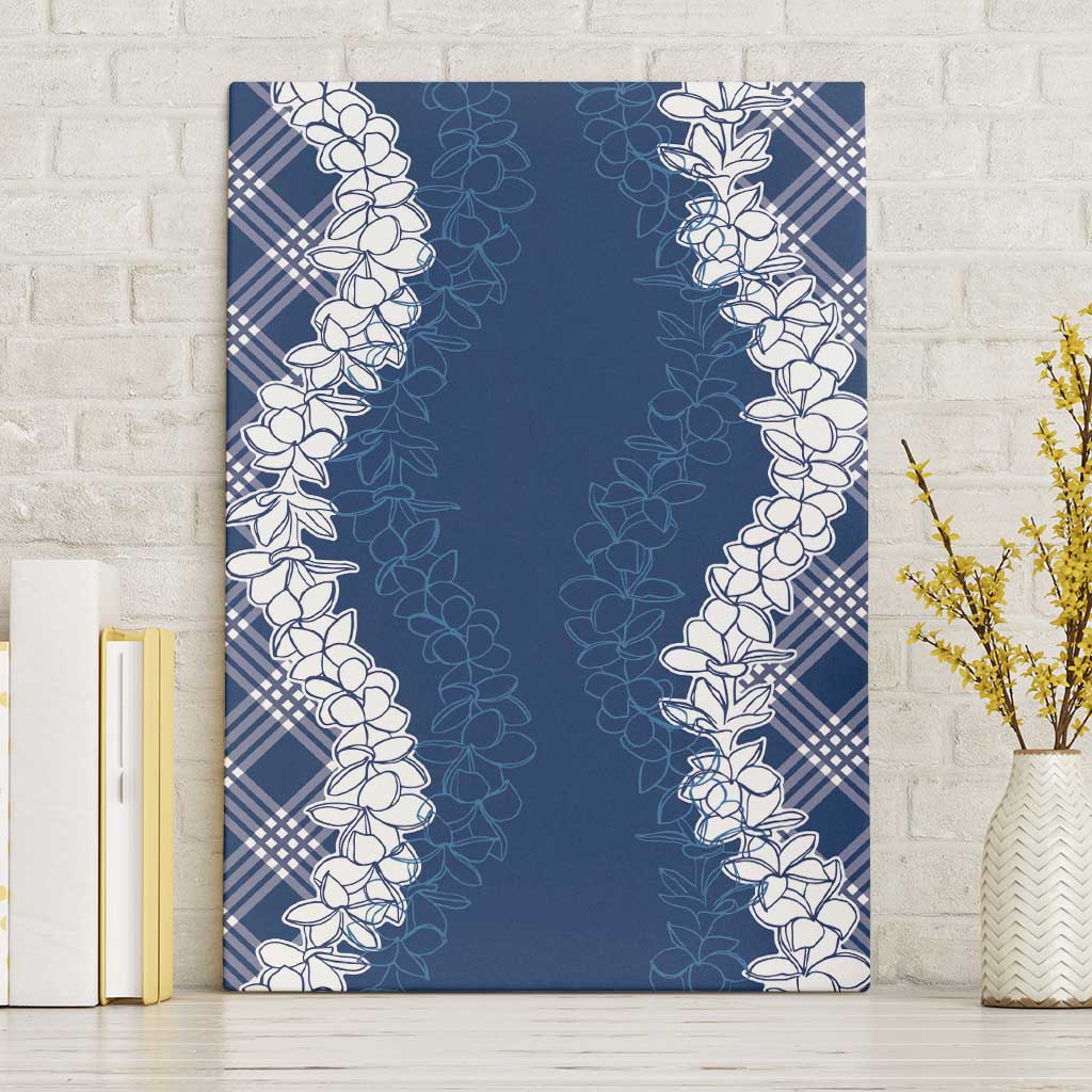 Hawaii Aloha Plumeria Lei Navy Palaka Canvas Wall Art LT7 Without Frame Navy Blue - Polynesian Pride