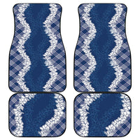 Hawaii Aloha Plumeria Lei Navy Palaka Car Mats - Polynesian Pride