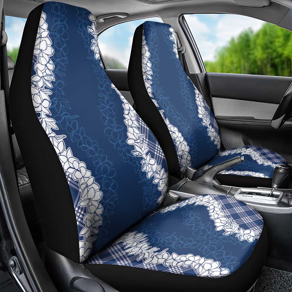 Hawaii Aloha Plumeria Lei Navy Palaka Car Seat Cover - Polynesian Pride