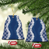 Hawaii Aloha Plumeria Lei Navy Palaka Ceramic Ornament - Polynesian Pride