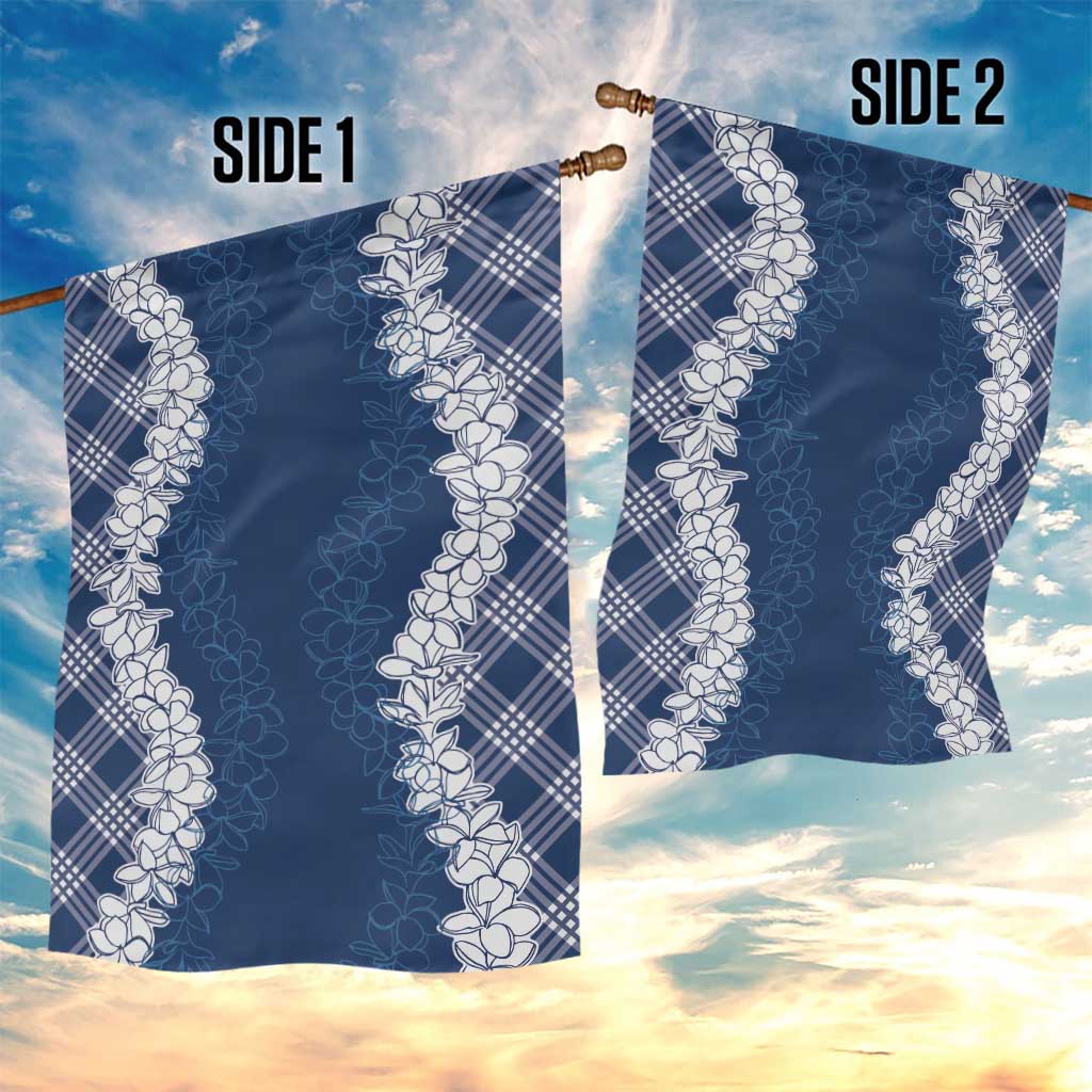 Hawaii Aloha Plumeria Lei Navy Palaka Garden Flag LT7 - Polynesian Pride
