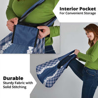 Hawaii Aloha Plumeria Lei Navy Palaka Grocery Bag - Polynesian Pride