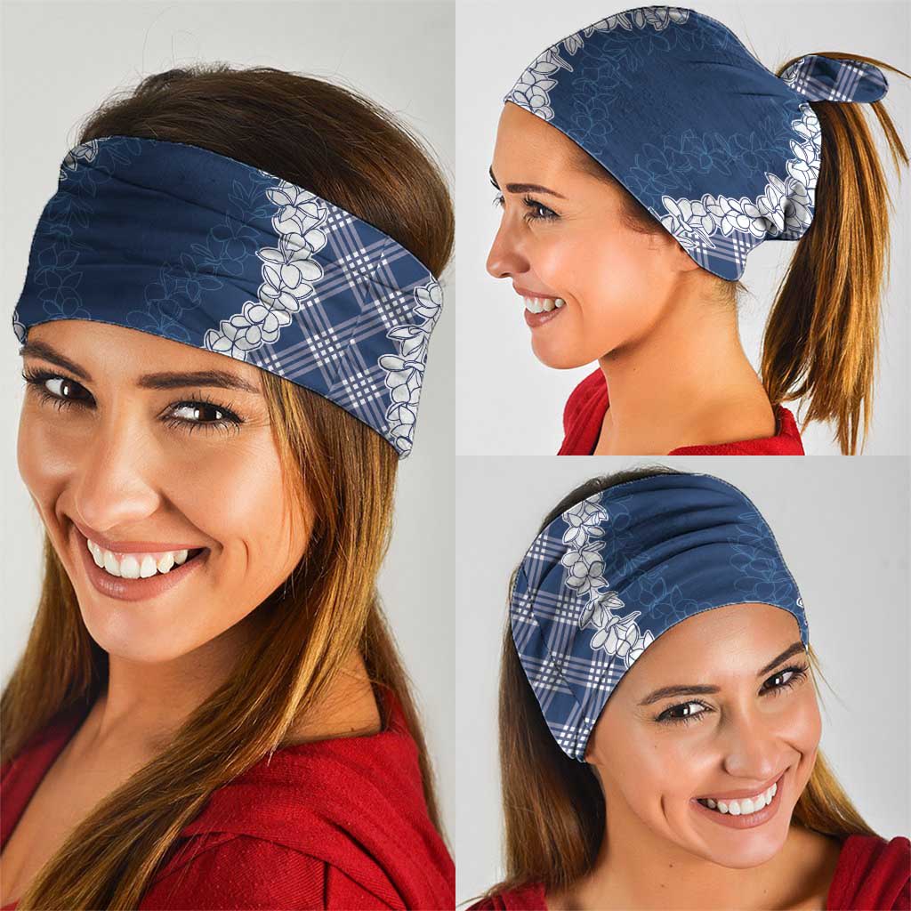 Hawaii Aloha Plumeria Lei Navy Palaka Neck Gaiter LT7 - Polynesian Pride