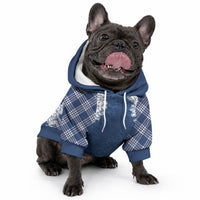 Hawaii Aloha Plumeria Lei Navy Palaka Pet Hoodie