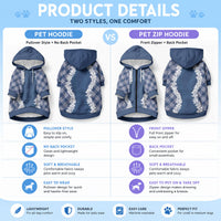 Hawaii Aloha Plumeria Lei Navy Palaka Pet Hoodie