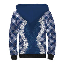 Hawaii Aloha Plumeria Lei Navy Palaka Sherpa Hoodie - Polynesian Pride