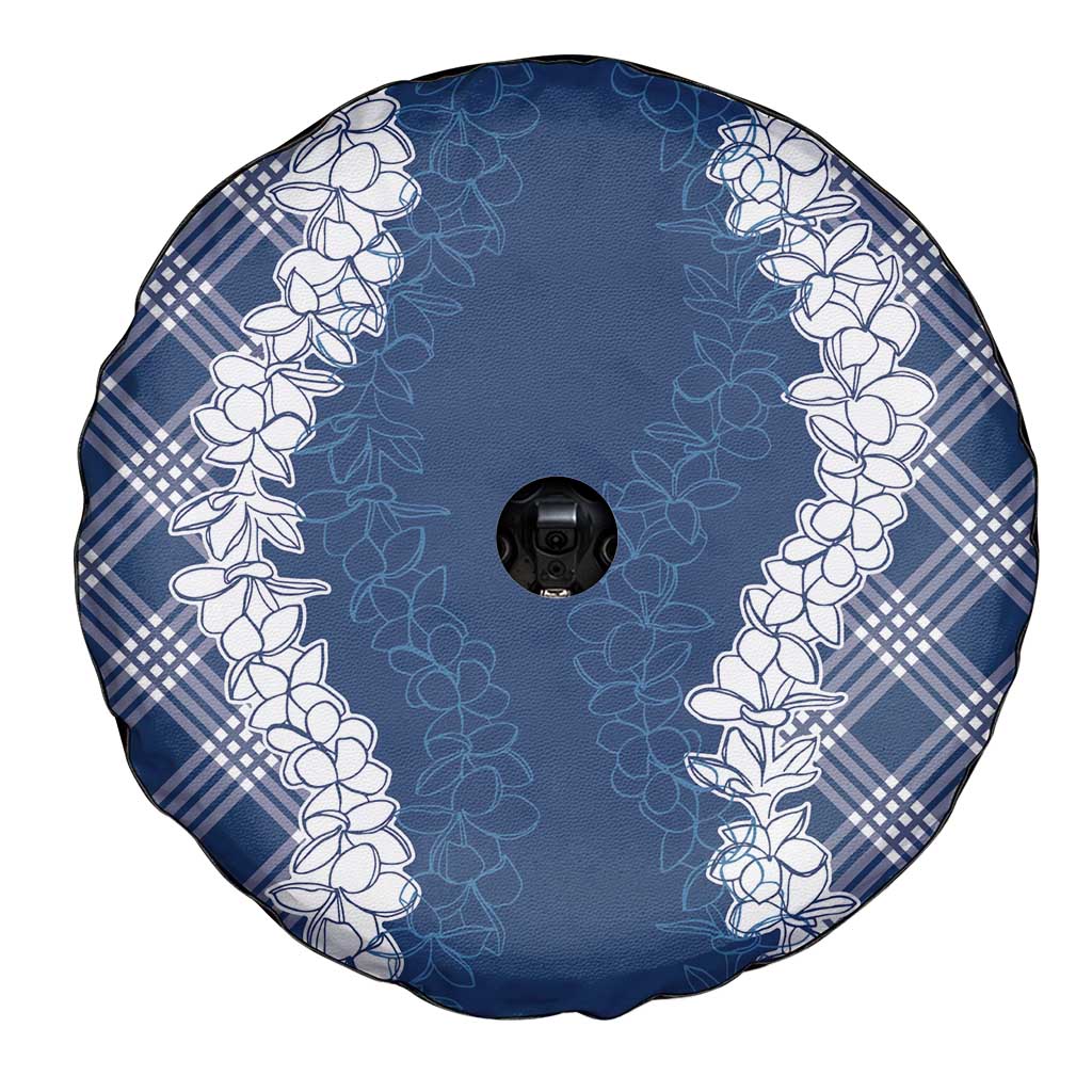 Hawaii Aloha Plumeria Lei Navy Palaka Spare Tire Cover - Polynesian Pride