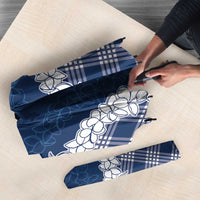 Hawaii Aloha Plumeria Lei Navy Palaka Umbrella - Polynesian Pride