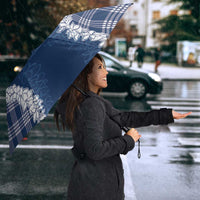 Hawaii Aloha Plumeria Lei Navy Palaka Umbrella - Polynesian Pride