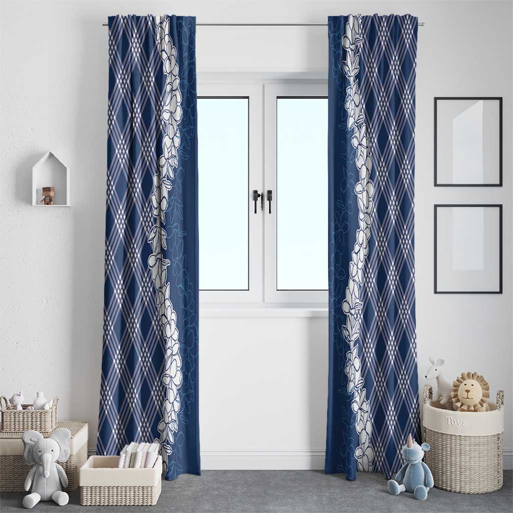 Hawaii Aloha Plumeria Lei Navy Palaka Window Curtain LT7 - Polynesian Pride