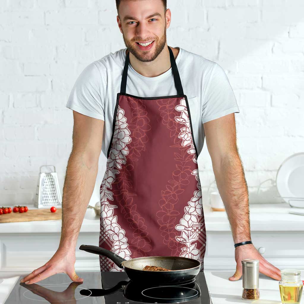 Hawaii Aloha Plumeria Lei Scarlet Palaka Apron - Polynesian Pride