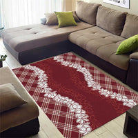 Hawaii Aloha Plumeria Lei Scarlet Palaka Area Rug - Polynesian Pride