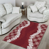 Hawaii Aloha Plumeria Lei Scarlet Palaka Area Rug - Polynesian Pride